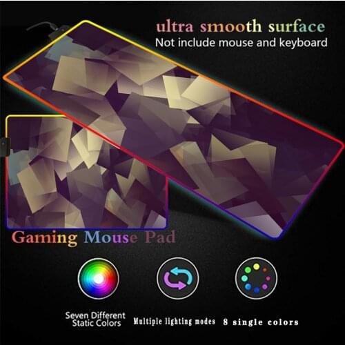 Cube Geometric Texture Mousepad RGB LED Large Gaming Mouse Pad Laptop Desk Pad for Player Speed Control, Comfortable and Durable