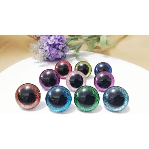 20pcs/lot 13mm--28mm round clear toy safety eyes + glitter fabric + hard washers for diy doll--size color option