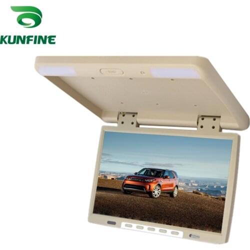KUNFINE 15.4 INCH Car Roof Monitor LCD Flip Down Screen Overhead Multimedia Video Ceiling Roof mount Display