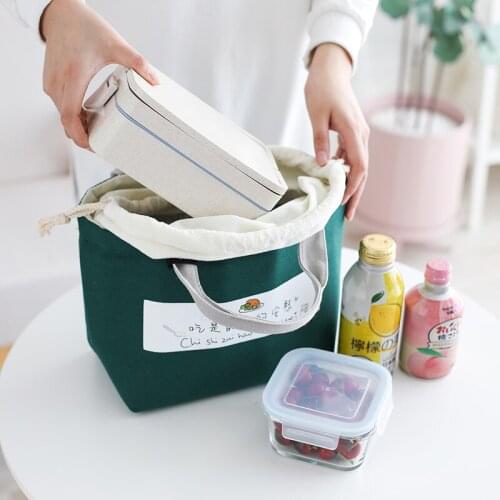 Lunch Box Handbag round Canvas Isothermic Bag Thick Aluminum Foil