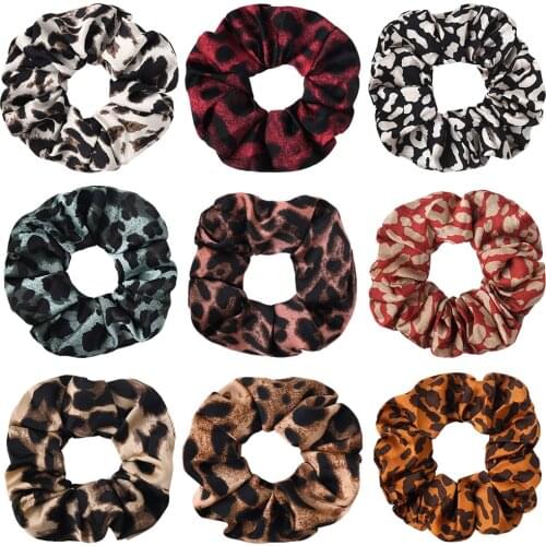 Hot Sale Chiffon Scrunchie Leopard Headbands Hair Ties For Women Elastic Rubber Bande Girls Ponytail Holder Hair Accessories