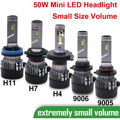1 Set H4 HB2 60W 5000LM Mini LED Headlight H7 H11 9005 9006 HB3/4 Small Size CSP Chips White 6000K Front Driving Car Lamps Bulbs