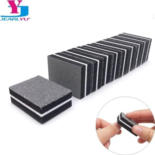20 pcs Washable Nail Files Buffer Block Sanding Sponge Black Emery Board Sandpaper UV Gel Polish Manicure Tool Accessories Salon