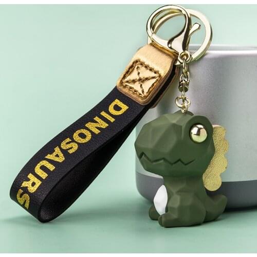 Cartoon Resin dinosaur Keychain blue green pink red brown Doll Pendant Cute Bag Phone black Lanyard Men Women Car Keyring Gift