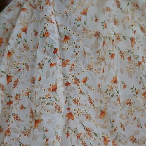 Soft Printed Chiffon Colorful lace Fabric For DIY Sewing Curtain Baby Flower Summer Maxi Dress Skirt Fabric By 1 yard