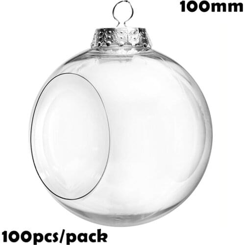 Free Shipping DIY Paintable/Shatterproof Christmas Decoration Ornament 100mm Window Opening Plastic Ball, 100/Pack