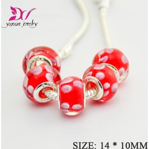 Authentic Silver Plated Purple European Glass Flower Beads Fit Bracelet & Necklace Jewelry Making wedding decoration TK054