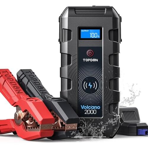 Car Jump Starter Battery Pack Portable, TOPDON VOLCANO2000 12V (Up to 10L Gas 8L Diesel) Auto Battery Booster Jumper 20800mAh