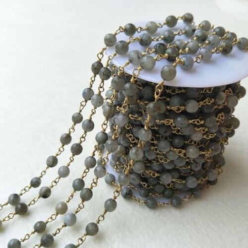 Handcrafted Gold Color Wire Wrapped Chains jewelry Finding,Natural Agat e stone Beaded Chains,DIY necklace jewelry making LZ01