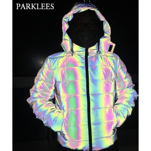 Full Reflective Winter Jacket Men/Women 2019 Hip Hop Thick Parkas Windbreaker Streetwear Warm Jackets Harajuku Coat Outwear XXXL