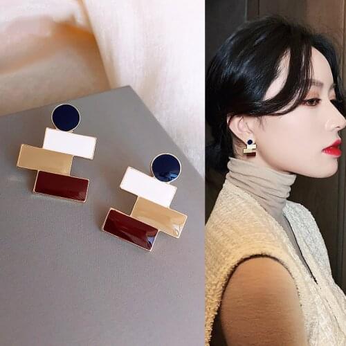 Human Abstract Earrings for Women Oil Drop Irregular Earrings Blue White Red Color Korean Style Personality Fashion Jewelry