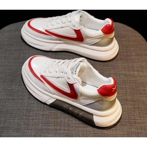 New Casual Platform Sneakers Women 2021 Leather White Women Sport Shoes Summer Thick-soled Fashion Platform Vulcanized Shoes