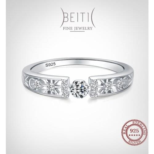 Beitil New Style 925 Sterling Silver Exquisite Star Moon CZ Rings For Women Wedding Statement Fine Silver Jewelry