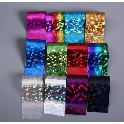 1Bag Nail Holographic Diamond Image Design Foil Sticker Nail Art Design Nail Wraps Decals Transfer Rolls For Manicure Gel Tips