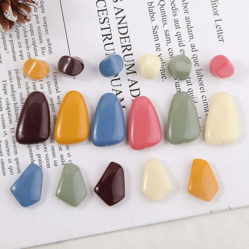 10pcs New Hot Sale Fashion Resin Retro Color Irregular Polygon Perforated Beads Earrings For Women Diy Ear Jewelry Accessories
