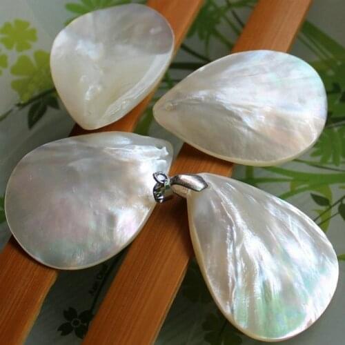 100pcs/lot 38x48mm Natural Pear Cut Mother Pearl Shell White Natural Drop Mother Pearl for DIY Jewelry MOP Shell Beads