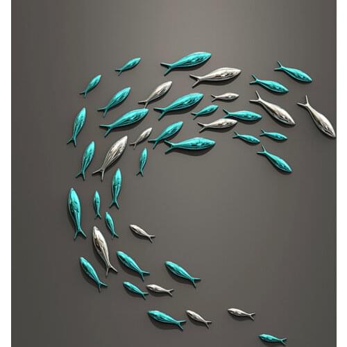 Creative Wall Hanging Decoration Pendant 3D Electroplating Fish ABS Restaurant TV Background Office Decor Statue Sculpture