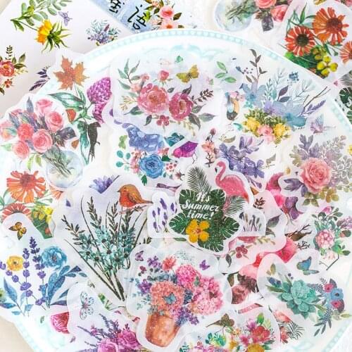 60pcs/pack Youth memories series flowers Decorative Washi Stickers Scrapbooking Stick Label Diary Stationery Album Stickers
