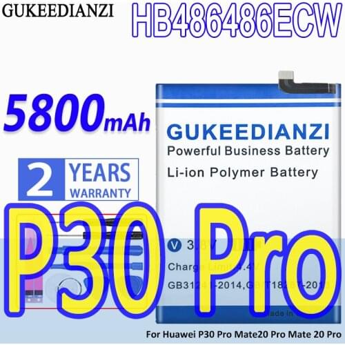 GUKEEDIANZI Battery HB486486ECW 5800mAh For Huawei P30 Pro Mate20 Pro Mate 20 Pro P30Pro