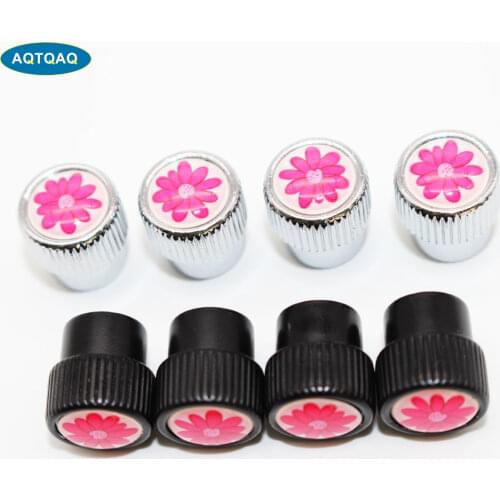 4 Pcs/Set Zinc Alloy Flower Style Tire Valve Stem Cap Tire Wheel Stem Air Valve Caps for Auto Cars