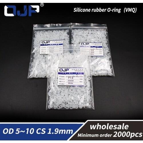 1.9mm Thickness 2000PCS/lot White Silicon wholesale O-ring Silicone/VMQ OD5/6/7/8/9/10mm O Ring Seal Rubber Gasket Ring Washer