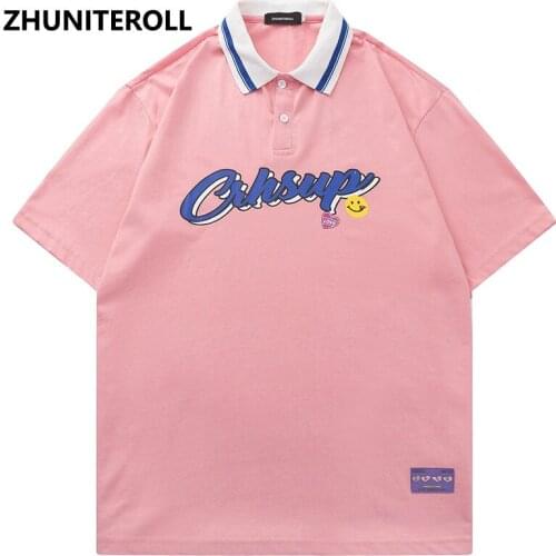 Harajuku Baseball Shirt Hip Hop Streetwear Letter Smile Face Print Beach Shirt Men Summer Short Sleeve Casual Fashion Clothing