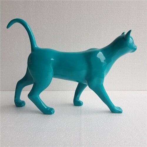 Household Garden Creative Resin Cat Figurines Decoration Room Office Larger Landscape Ornaments Lake Blue Animal Statue Crafts