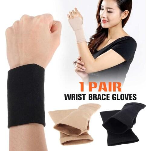2PCS Carpal Tunnel Elastic Wrist Hand Support Glove Arthritis Brace Sports Bandage Gym Wrap