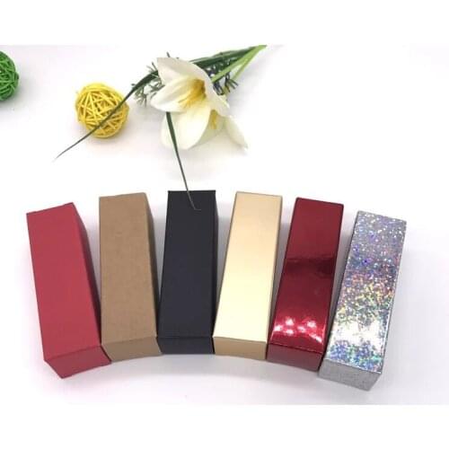 100pcs 2.5*2.5*8.5cm gold black laser DIY Lipstick Perfume Essential Oil Bottle packaging box valve tube package kraft Paper Box
