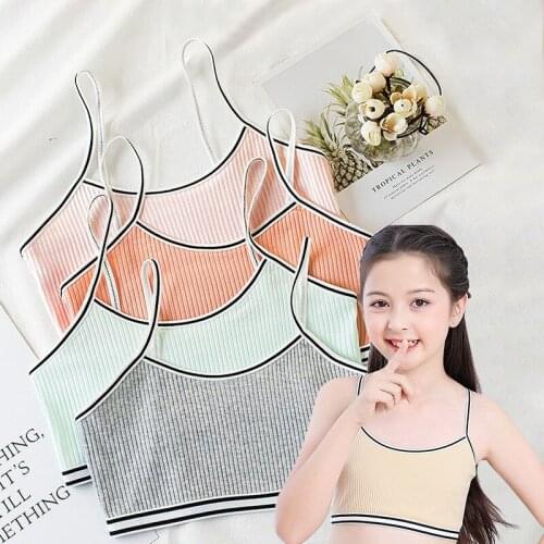 Cotton Young Girls Training Bra Kids Vest Teens Teenage Underwear Children Bras Top for Girls Underwear Wireless 7-14 years old
