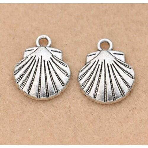 KJjewel Antique Silver Plated Shell Charms Pendants fit Making Bracelet Jewelry Accessories Diy Jewelry Findings 18x15mm