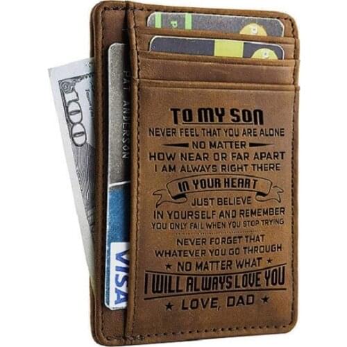 Luxury Card Holder Wallet For Man Mini Design Leather To My Son Credit Card Holder Wallets Purse Birthday Gift Porte Carte 2021