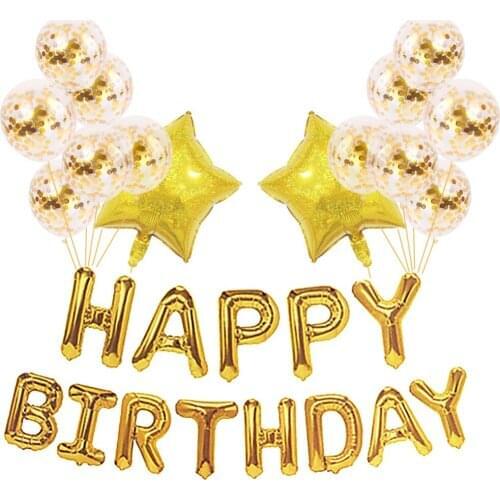 Round Confetti Balloon 12/16/18 Inch Gold Confetti Balloon Party Wedding Child Birthday Party Bachelor Party Decoration 15PC Set