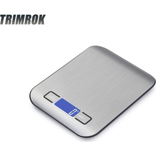 TRIMROK 10KG Rechargeable Kitchen Scale Stainless Weighing Scale For Food Diet Balance Measuring LCD Precision Electronic Scales