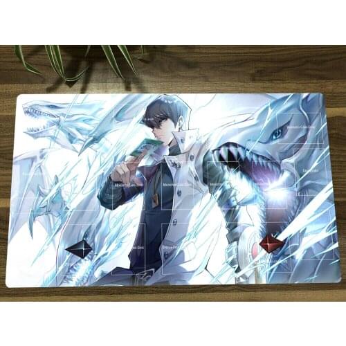 Hot Yu-Gi-Oh! Yugioh Playmat Kaiba Seto Blue-eyes White Dragon CCG TCG Card Game Mat Mouse Pad With Zones + Free Bag Gift