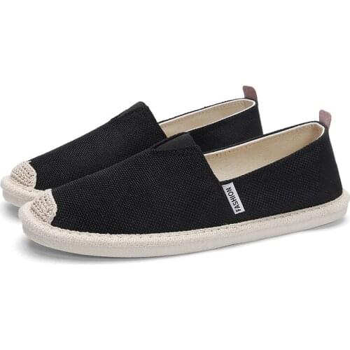 Men Linen Casual Loafers Fashion Slip on Flats Breathable Canvas Shoes Boat Shoes For Men Driving Shoes