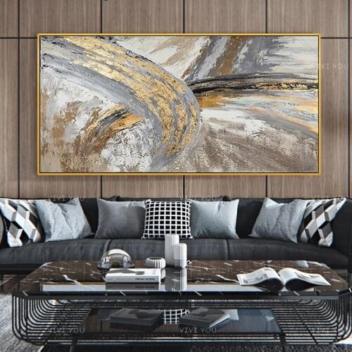 Best hand painted Best Art Gray gold Abstract Oil Painting Canvas Handmade Painting Home Decor Oil Painting Artwork