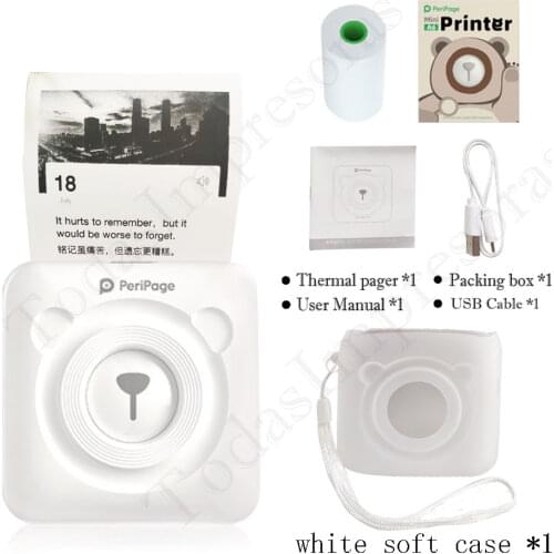 Peripage Portable Bluetooth 4.0 Thermal Photo Printer Wireless Inkless Mini Pocket Printer for iOS Android PC w/ Soft Case Fotos