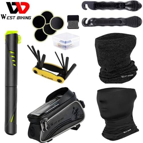 WEST BIKING MTB Road Bike Tools Kit Suit Include Bike Bag with rain cover Pump Tire patch set Tire lever Winter Summer headgear