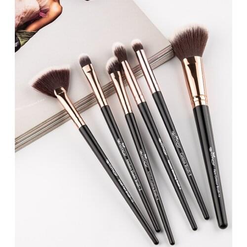 Anmor 6Pcs Makeup Brushes Set Shader Blending Eyeliner Eyelash Eyebrow Professional Eyeshadow Foundation Powder Make Up Brush