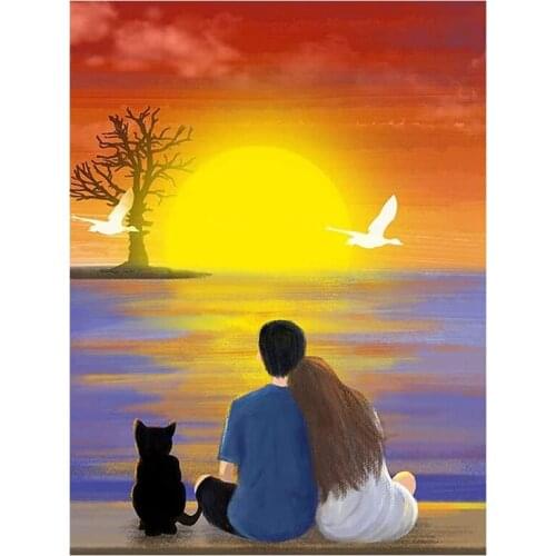 Diamond Painting Kits for Adults & Kids DIY Round Full Drill Diamond Paintings for Home Wall Decor Sun Lake