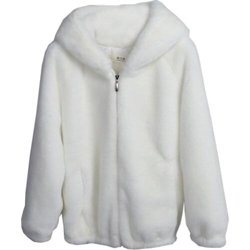 2021 New Womens Winter Coat Female Mink Cashmere Warm Jacket Loose Plush Hooded Thick Coat Teddy Jacket Artificial Fur Overcoat