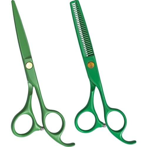 5.5 Inch Green Japanese Stainless Steel Thinning Cutting Barber Scissors Hair Professional
