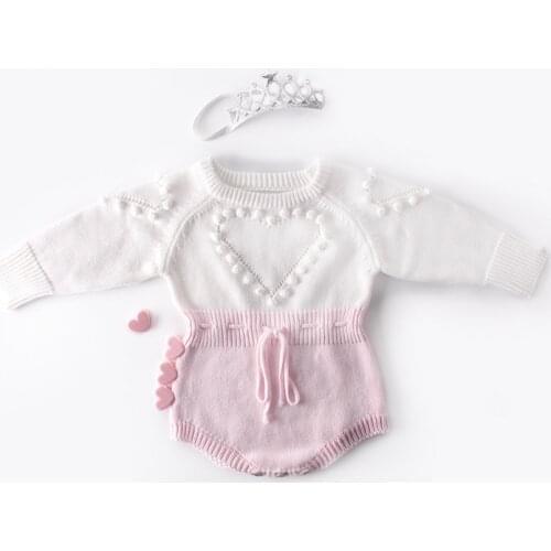 0-18M Autumn Baby Girl knitted Princess Romper Kids Long Sleeve Playsuits Baby Triangle Jumpsuit Winter Toddler Kids Clothing