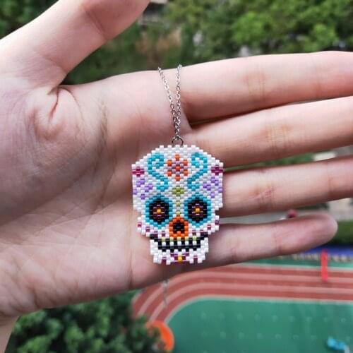 FAIRYWOO Skeleton Necklace Exaggerate Pendant Necklaces Handmade Jewelry Accessories Friendship Necklace Delica Chains Chokers