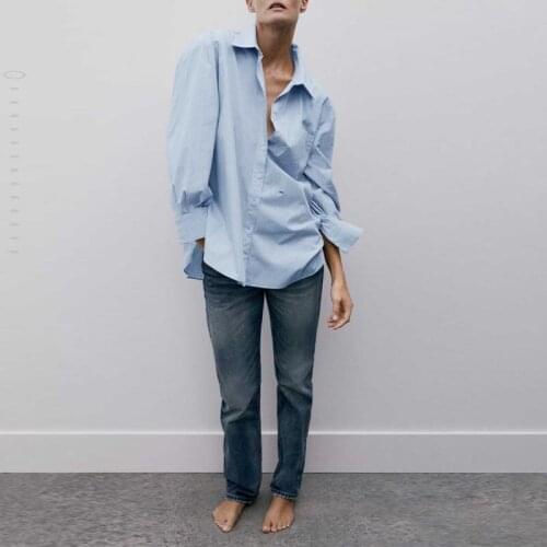 Casual Ladies Striped Printed Shirt Long Sleeve Loose Top Professional Office Workwear Female Blouse