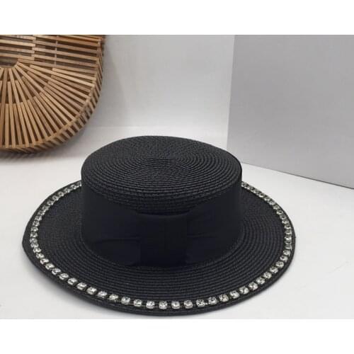 Black web celebrity fashion flat-topped hat for women with ins spring and summer sun hat shading sea