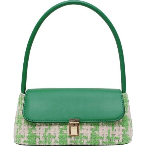 Contrasting Color Design Buckle Underarm Baguette Fashion Women Shoulder Bag Versatile Women Handbag Women Purses Tote Bag