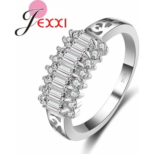 High Quality Women Proposal Rings Fashion Bands Anniversary Finger Ring Silver Engagement Finger Rings Girls