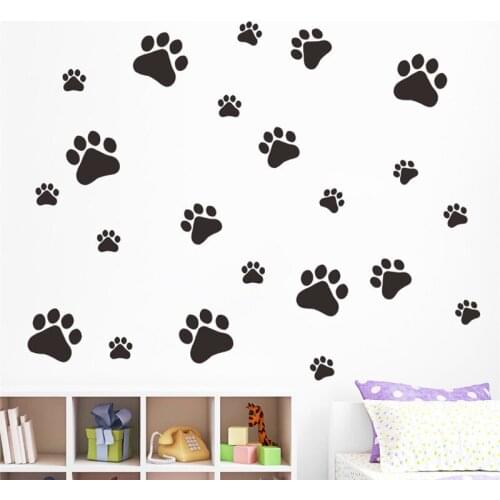Funny Dog Cat Paw Print Poster for Kids Room Home Decal Wall Stickers DIY Cabinet Door Food Dish Kitchen Bowl Car Sticker Decor